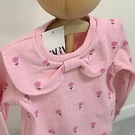 Pembe Fiyonklu Bebe Yakalı Raporlu Takım