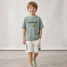 Minecraft Altı 2 İplik Şortlu Takım