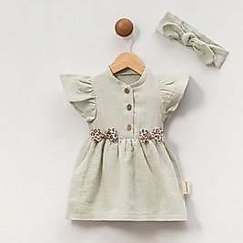 Leopar Fiyonklu Elbise Mint