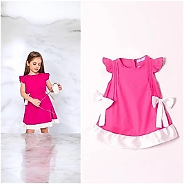 Fiyonklu Pembe Elbise