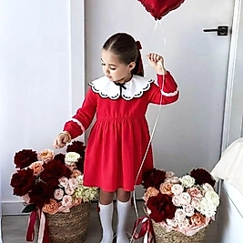 Princess Cute Dress Mevsimlik Yaka Detaylı Elbise