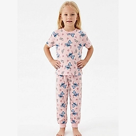 Stitch Desen Pijama Takımı (Pembe)