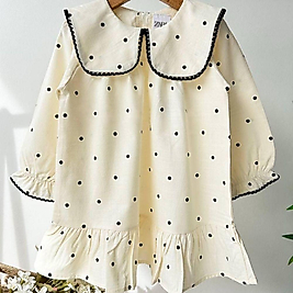 Puantiyeli Keten Elbise