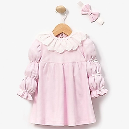 Mini Cayzen Fiyonklu Elbise (Pembe)