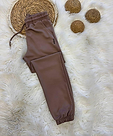 Büzgülü Paça Modal Kumaş Eşofman (Kahverengi)