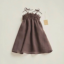 La'ciel Paris Keten Elbise (Kahverengi)