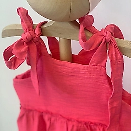 Pembe Omuzdan Bağlamalı Elbise