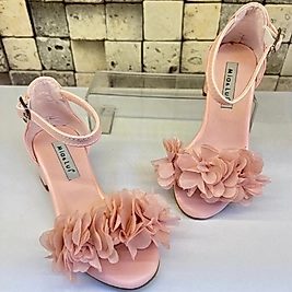 Gül Detay Özel Gün Topuklu Ayakkabı Pembe