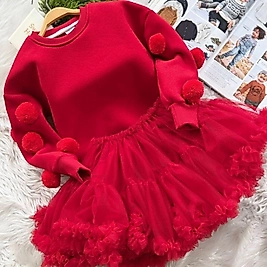 Kırmızı Tül Etek Takım